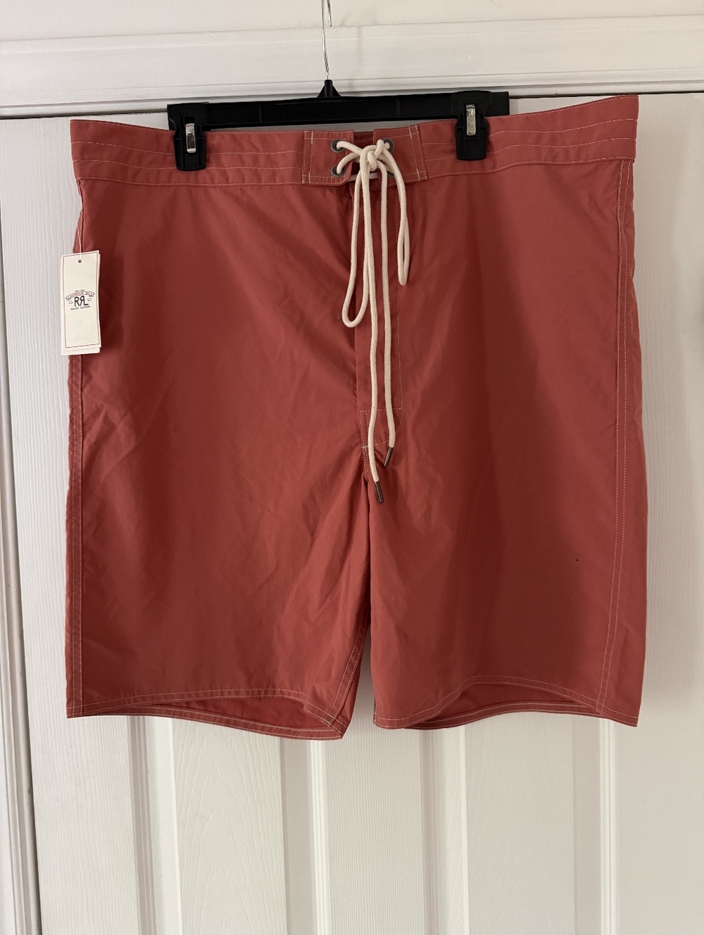 Ralph Lauren Coral-Red Swim Board Shorts with Drawstring